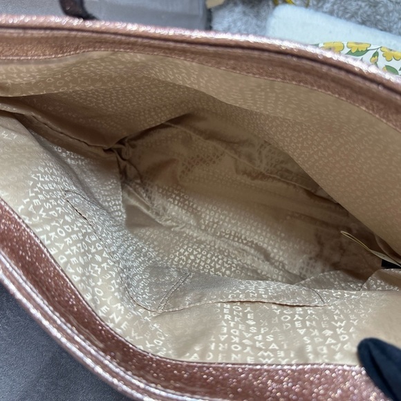 Kate Spade Live Colorfully Rose Gold Patent Glitter Sparkle Bon Shopper Tote Bag - Picture 7 of 15